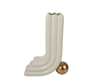 Διακοσμητικά Επιτραπέζια 24home - ΣΗΜΑΝΤΙΚΟ: Σε περίπτωση διαφοράς τιμής από το κατάστημα ισχύει παντα και μόνο η τιμή του καταστήματος Βάζο Κεραμικό Γραμμές Λευκό Ματ Με Μπάλα Χρυσή 25x10x34