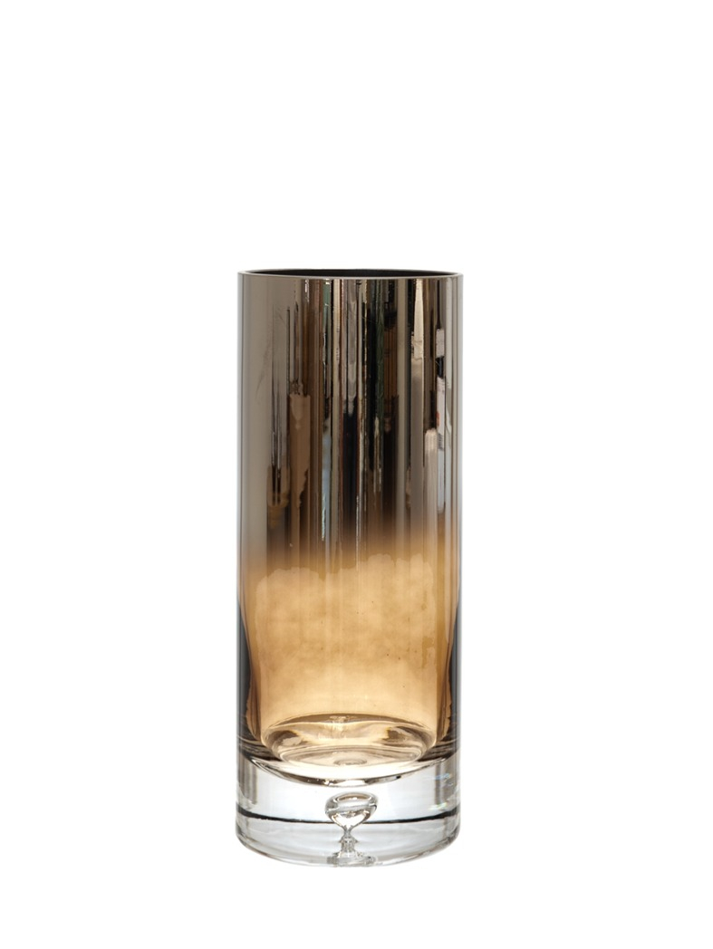 Βάζο Χειροποίητο Φυσητό Γυαλί Ασημί-Καφέ 12x30εκ. Zen C