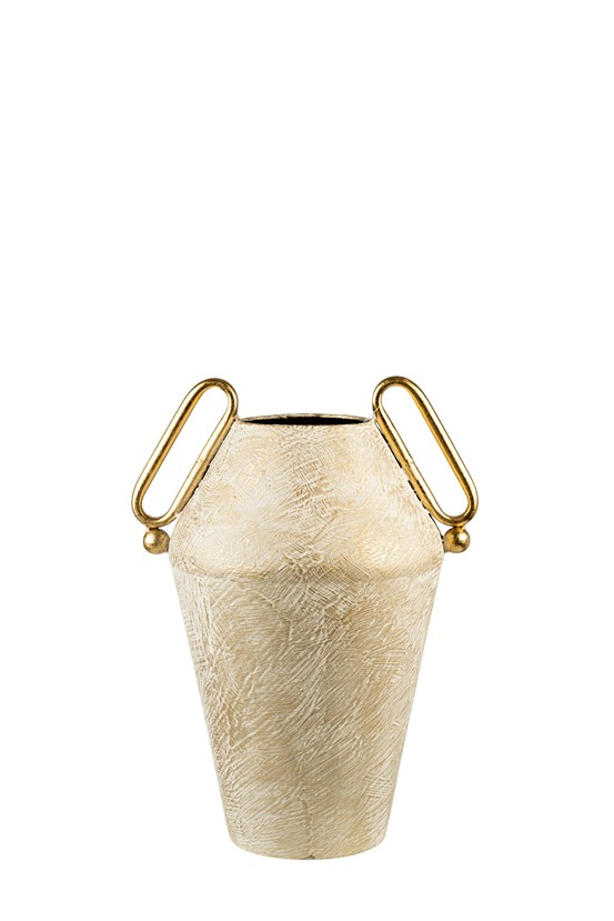 Βάζο Μεταλλικό Χρυσό-Λευκό Με Χερούλια 25x19x34εκ. Zen Collection 26.1.52221 (Υλικό: Μεταλλικό, Χρώμα: Λευκό) - ZEN COLLECTION - 26.1.52221