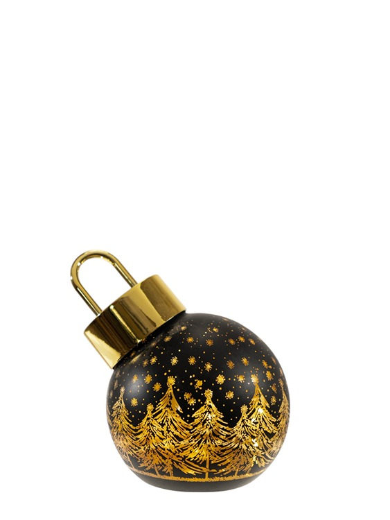 Χριστουγεννιάτικη Διακοσμητική Μπάλα Γυάλινη Με Led Μαύ