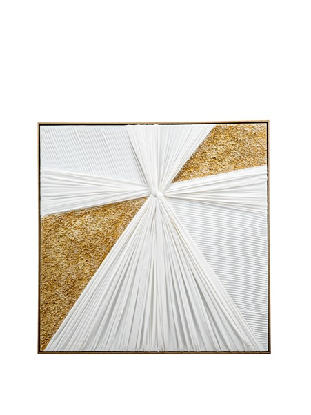 Πίνακας Σε Καμβά Με Κορνίζα & Ύφασμα Λευκός-Χρυσός 82x4,5x82εκ. Zen Collection 25.60.52235 (Ύφασμα: Καμβάς, Χρώμα: Λευκό) - ZEN COLLECTION - 25.60.52235