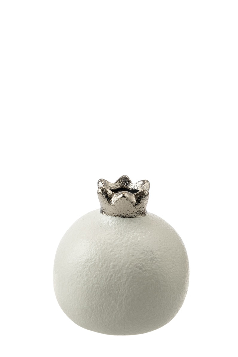 Διακοσμητικά Επιτραπέζια 24home - ΣΗΜΑΝΤΙΚΟ: Σε περίπτωση διαφοράς τιμής από το κατάστημα ισχύει παντα και μόνο η τιμή του καταστήματος Ρόδι Κεραμικό Λευκό-Ασημί 10,16εκ. Zen Collection 24.3.