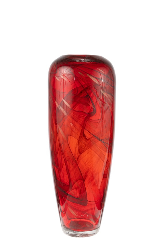 ZEN COLLECTION - ΣΗΜΑΝΤΙΚΟ: Σε περίπτωση διαφοράς τιμής από το κατάστημα ισχύει παντα και μόνο η τιμή του καταστήματος Βάζο Χειροποίητο Γυάλινο Κόκκινο-Χρυσό 17x17x45εκ. Zen