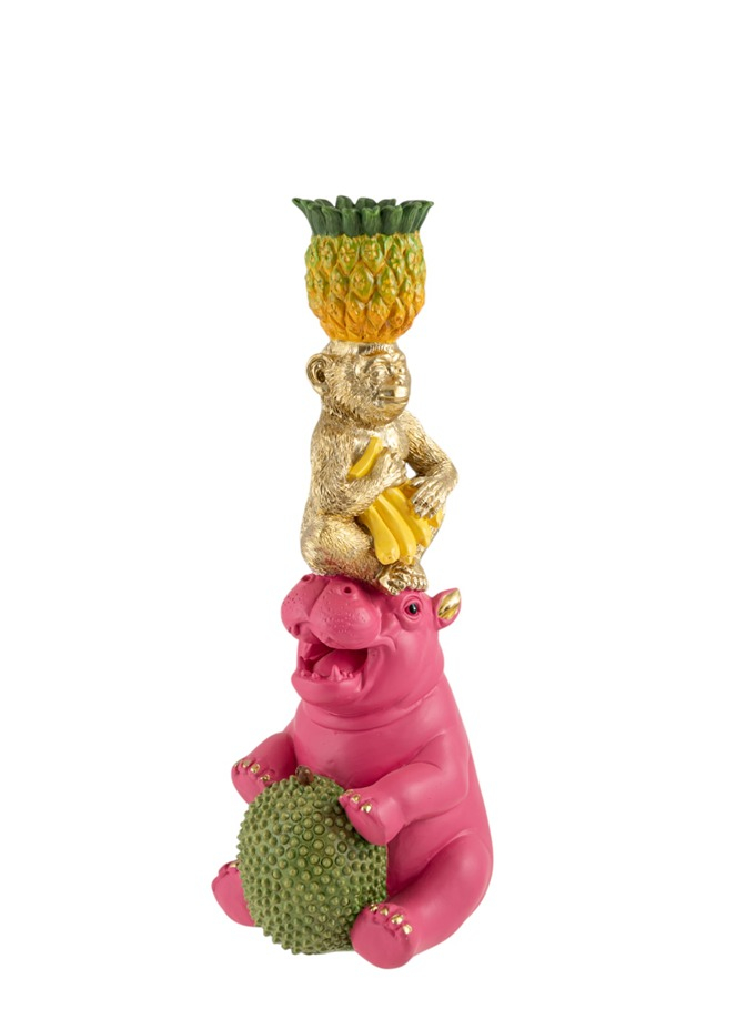 Κηροπήγιο Polyester Πίθηκος Με Ιπποπόταμο 10,2x9x25,6εκ. Zen Collection 26.4.52737 (Υλικό: Polyester) - ZEN COLLECTION - 26.4.52737