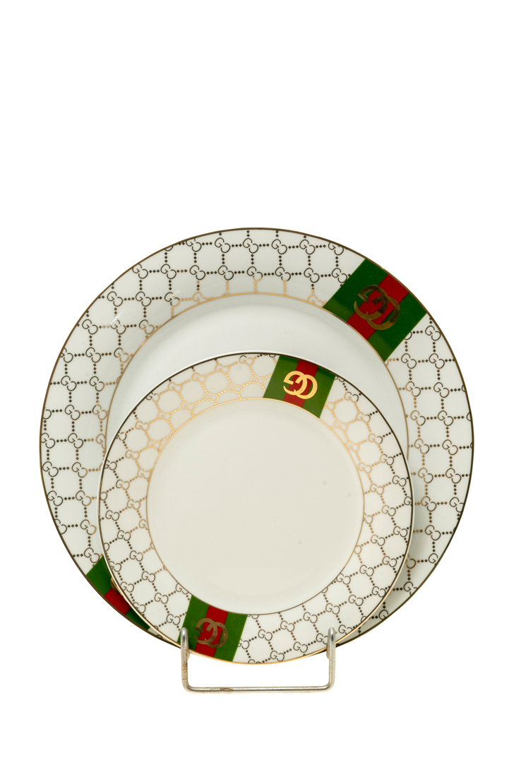 Σετ Πάστας 7τμχ Πορσελάνης Πράσινο-Χρυσό Zen Collection 22.26.48106 (Υλικό: Πορσελάνη, Χρώμα: Πράσινο , Μέγεθος: Σετ) - ZEN COLLECTION - 22.26.48106