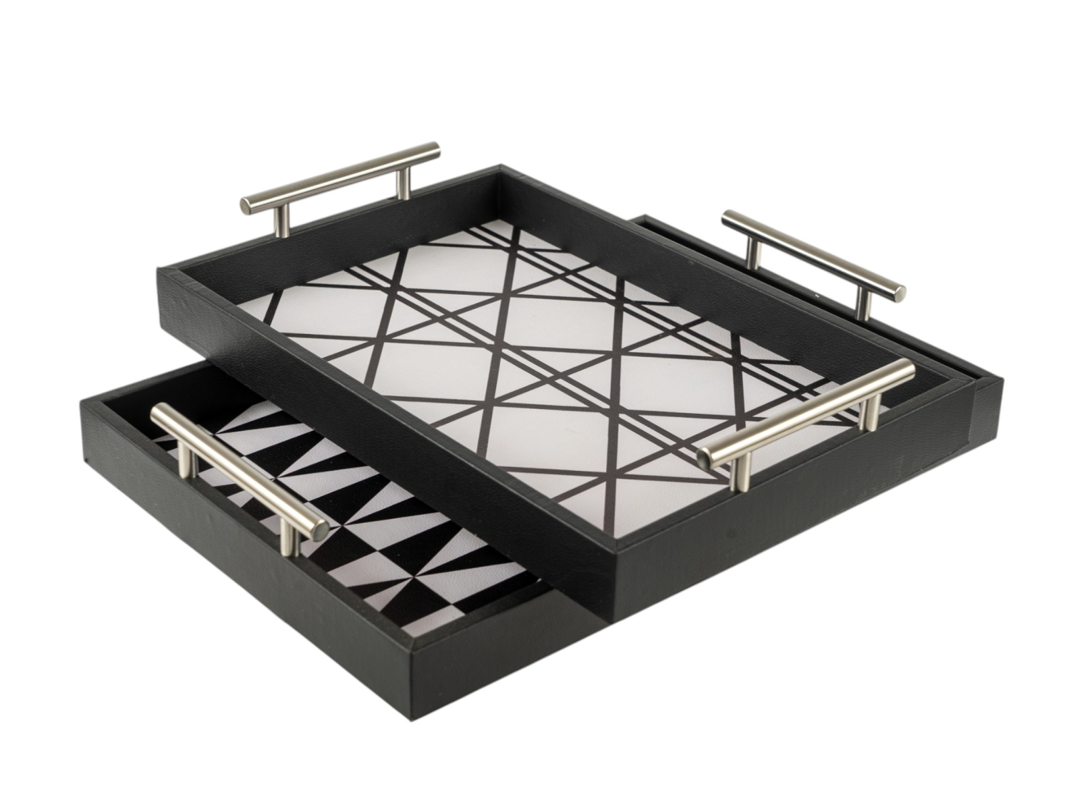 ZEN COLLECTION - ΣΗΜΑΝΤΙΚΟ: Σε περίπτωση διαφοράς τιμής από το κατάστημα ισχύει παντα και μόνο η τιμή του καταστήματος Δίσκος Σερβιρίσματος Σετ 2τμχ Μαύρος-Λευκός 44x31x4εκ.-