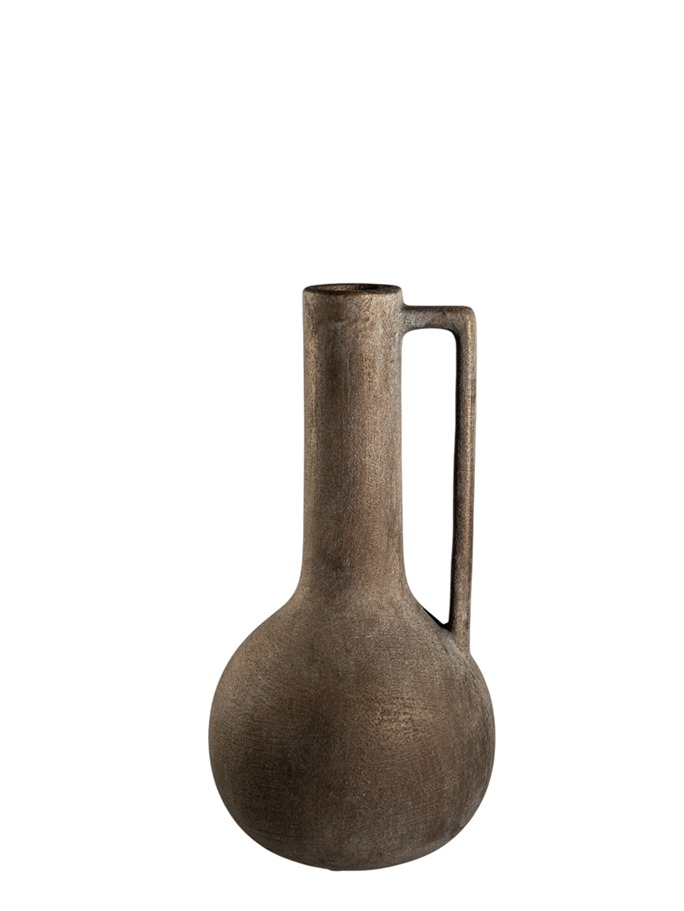 ZEN COLLECTION - ΣΗΜΑΝΤΙΚΟ: Σε περίπτωση διαφοράς τιμής από το κατάστημα ισχύει παντα και μόνο η τιμή του καταστήματος Βάζο Κεραμικό Με Χερούλι Μπρονζέ-Χρυσό 17,5x17,5x34εκ.