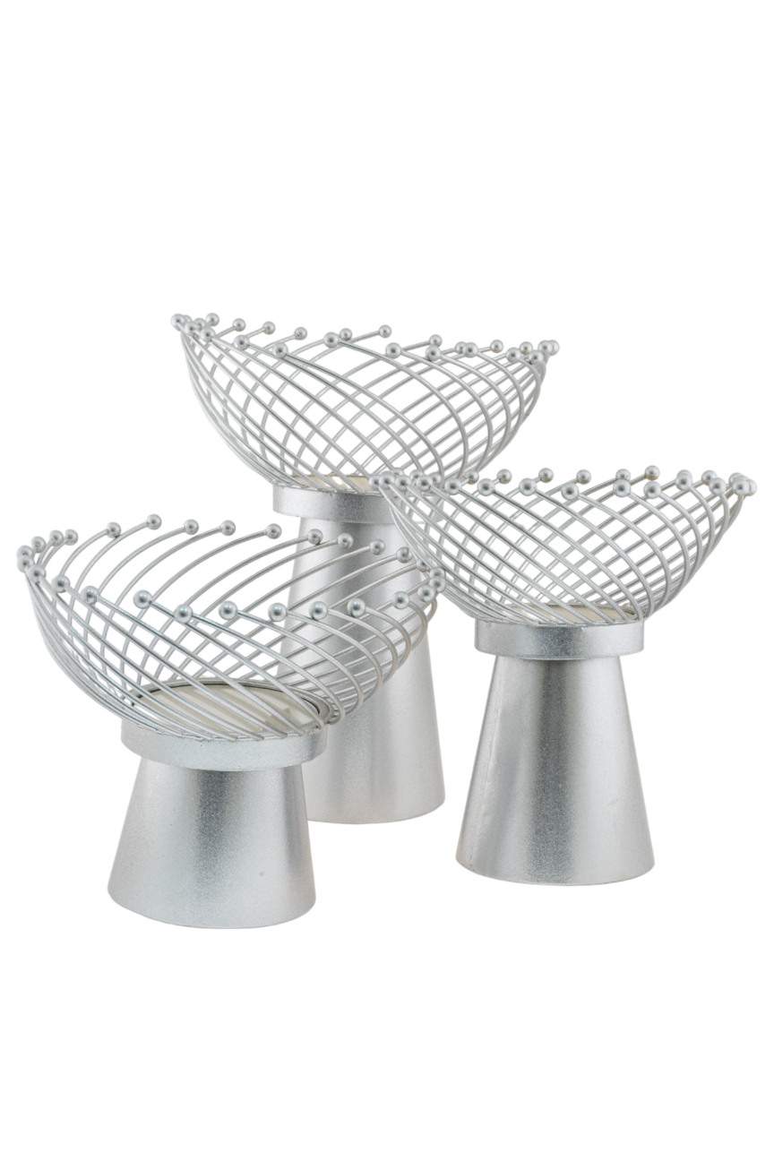 Σετ 3τμχ Διακοσμητικό Επιτραπέζιο-Φρουτιέρα Μεταλλικό Ασημί 20x35εκ./25x30εκ./30x25εκ. Zen Collection 24.4.49460 (Υλικό: Μεταλλικό, Χρώμα: Ασημί ) - ZEN COLLECTION - 24.4.49460