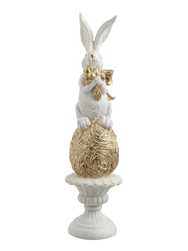 Διακοσμητικός Πασχαλινός Λαγός Polyester Λευκός-Χρυσός 6,8x6,5x22εκ. Zen Collection 26.6.52484 (Σετ 2 Τεμάχια) (Υλικό: Polyester, Χρώμα: Λευκό) - ZEN COLLECTION - 26.6.52484