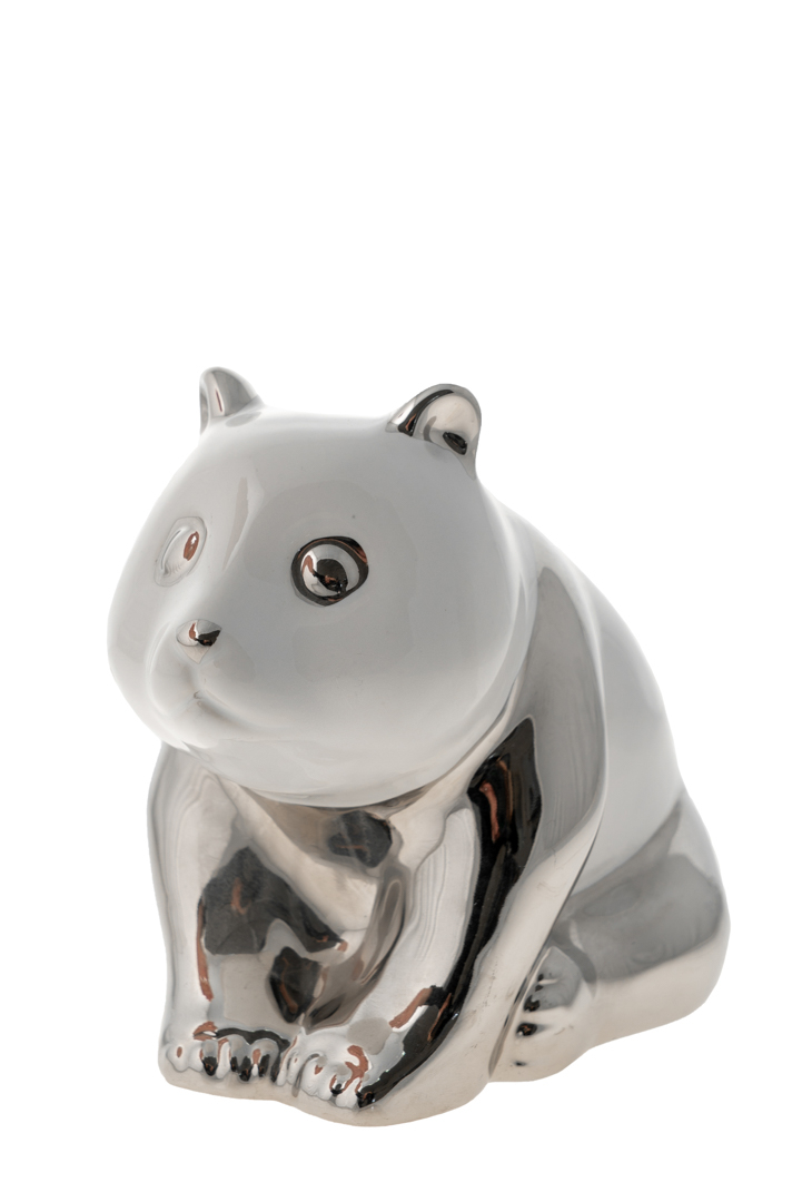 Διακοσμητική Επιτραπέζια Φιγούρα Κεραμική Panda Ασημί-Λ