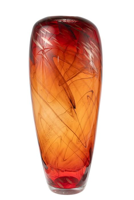 Βάζο Χειροποίητο Γυάλινο Κόκκινο-Χρυσό 21x49,5εκ. Zen C