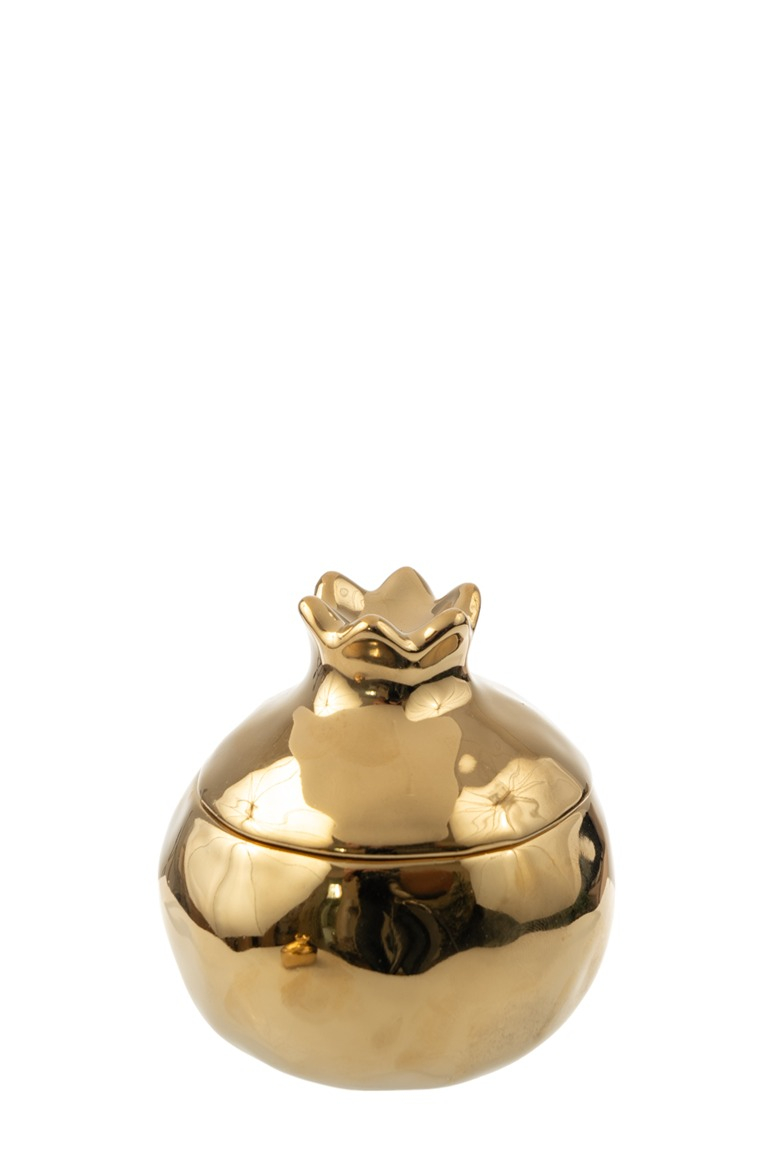 ZEN COLLECTION - ΣΗΜΑΝΤΙΚΟ: Σε περίπτωση διαφοράς τιμής από το κατάστημα ισχύει παντα και μόνο η τιμή του καταστήματος Διακοσμητικό Ρόδι Με Καπάκι Κεραμικό Χρυσό 10εκ. Zen Co