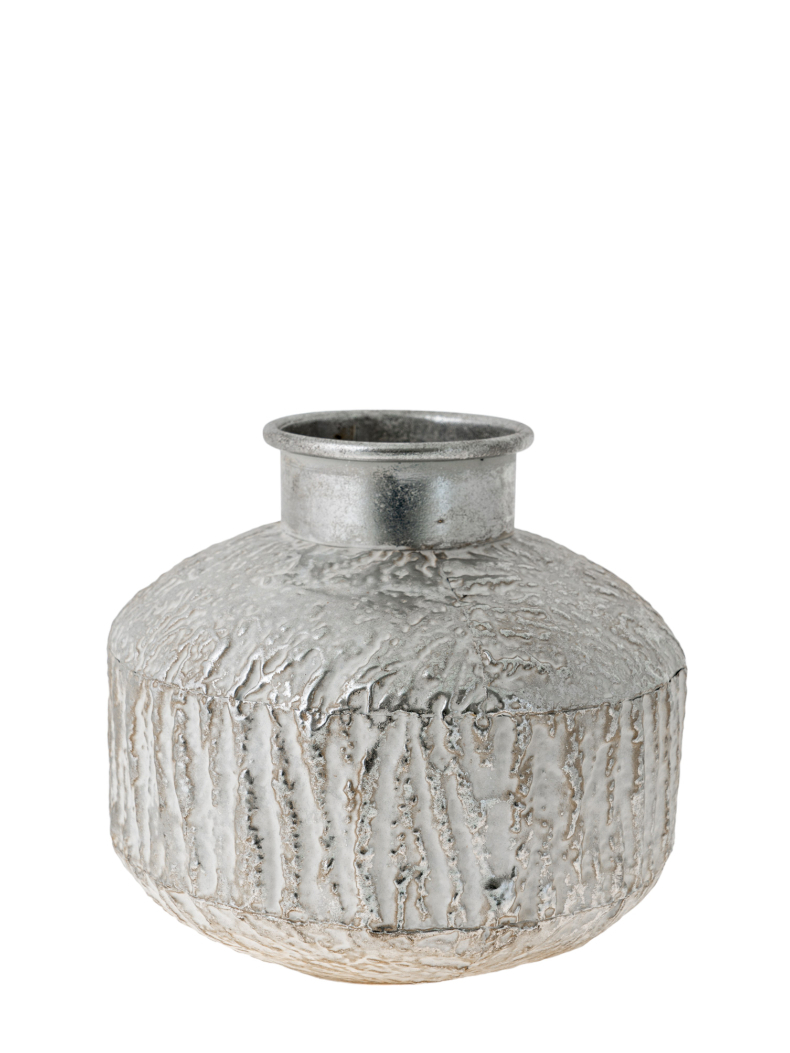 ZEN COLLECTION Βάζο Μεταλλικό Ασημί-Λευκό 28x24,5εκ. Zen Collection 24.27.49922 (Υλικό: Μεταλλικό, Χρώμα: Λευκό) - ZEN COLLECTION - 24.27.49922