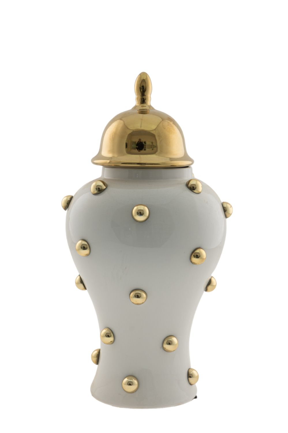 ZEN COLLECTION Βάζο Κεραμικό Με Καπάκι Λευκό-Χρυσό 18x38εκ. Zen Collection 24.2.49737 (Υλικό: Κεραμικό, Χρώμα: Λευκό) - ZEN COLLECTION - 24.2.49737