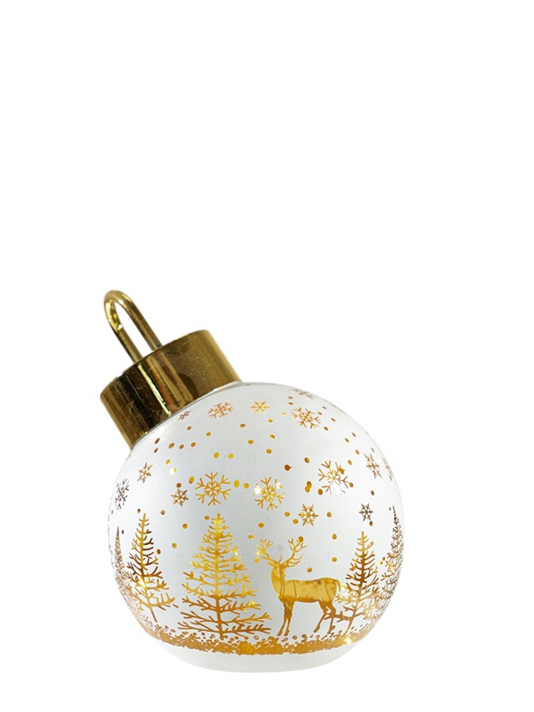 Χριστουγεννιάτικη Διακοσμητική Μπάλα Γυάλινη Με Led Λευκή-Χρυσή 12x14εκ. Zen Collection 25.39.51839 (Υλικό: Γυαλί, Χρώμα: Λευκό) - ZEN COLLECTION - 25.39.51839