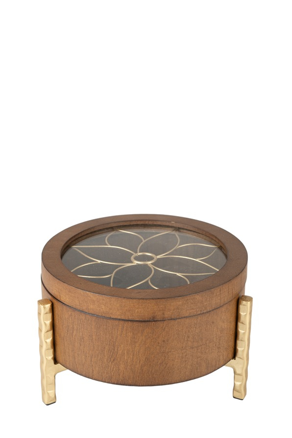 ZEN COLLECTION - ΣΗΜΑΝΤΙΚΟ: Σε περίπτωση διαφοράς τιμής από το κατάστημα ισχύει παντα και μόνο η τιμή του καταστήματος Διακοσμητικό Κουτί Ξύλινο-Μεταλλικό Καφέ-Χρυσό Με Λουλο