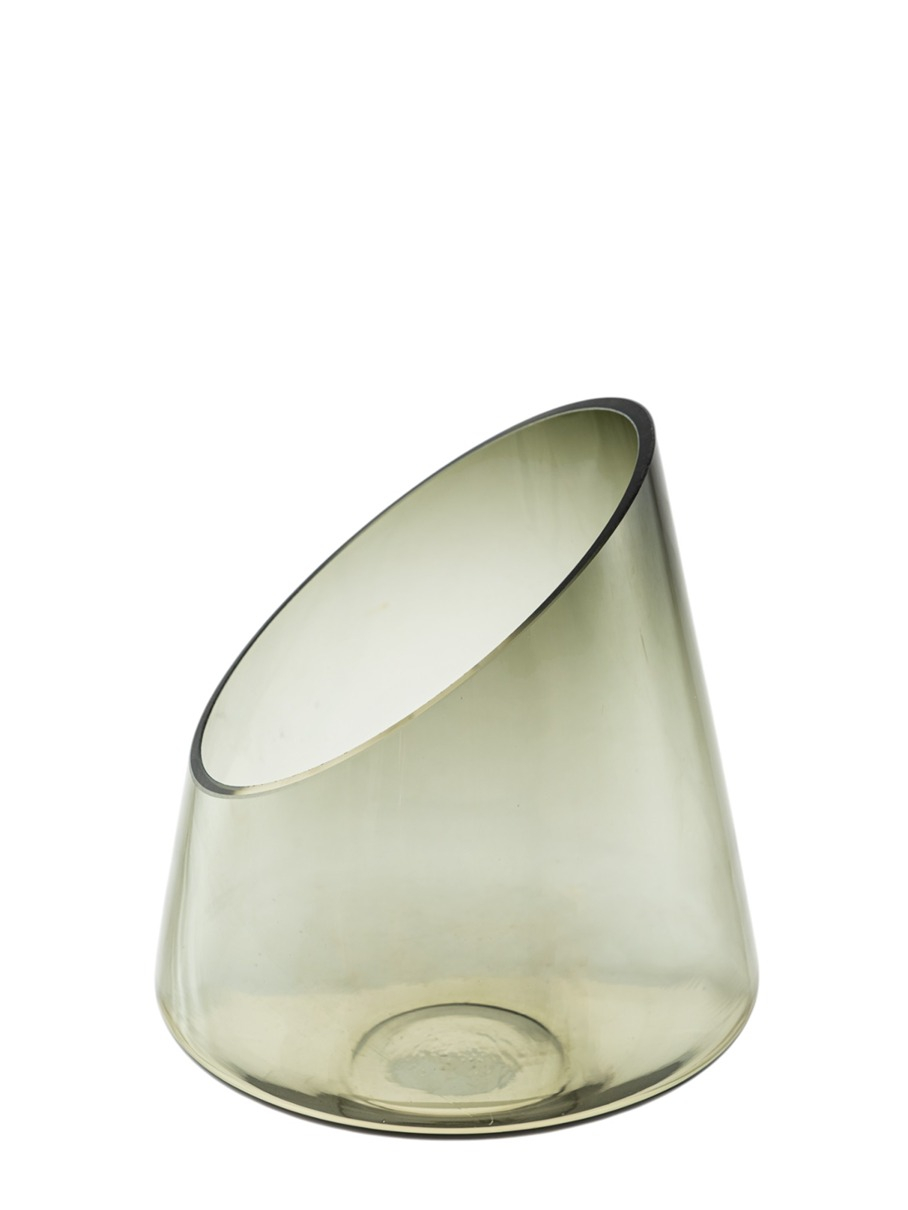 Κηροπήγιο Χειροποίητο Φυσητό Γυαλί Γκρι 23x26εκ. Zen Co