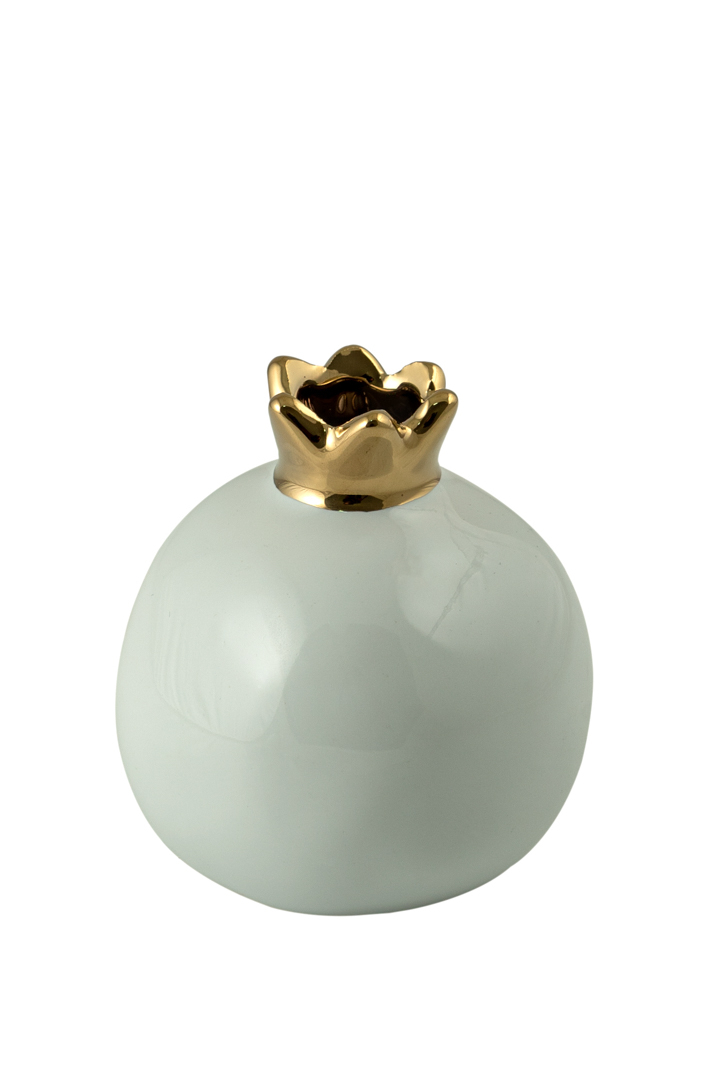 ZEN COLLECTION Ρόδι Κεραμικό Λευκό-Χρυσό 10εκ. Zen Collection 21.19.47628 (Υλικό: Κεραμικό, Χρώμα: Λευκό) - ZEN COLLECTION - 21.19.47628