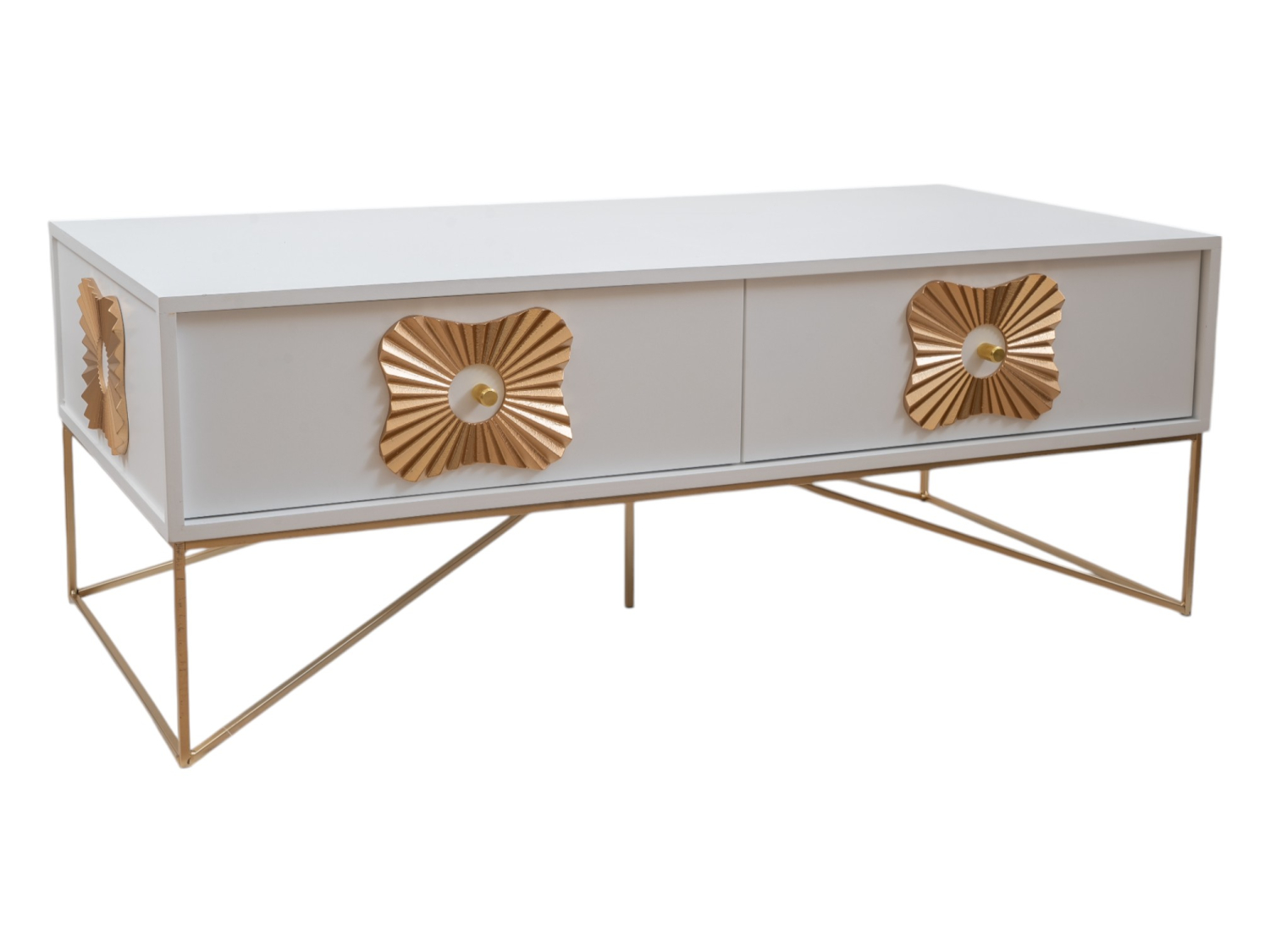 Έπιπλα σαλονιού 24home - ΣΗΜΑΝΤΙΚΟ: Σε περίπτωση διαφοράς τιμής από το κατάστημα ισχύει παντα και μόνο η τιμή του καταστήματος Τραπεζάκι Σαλονιού Mdf Λευκό-Χρυσό 120x60x45εκ. Zen Col