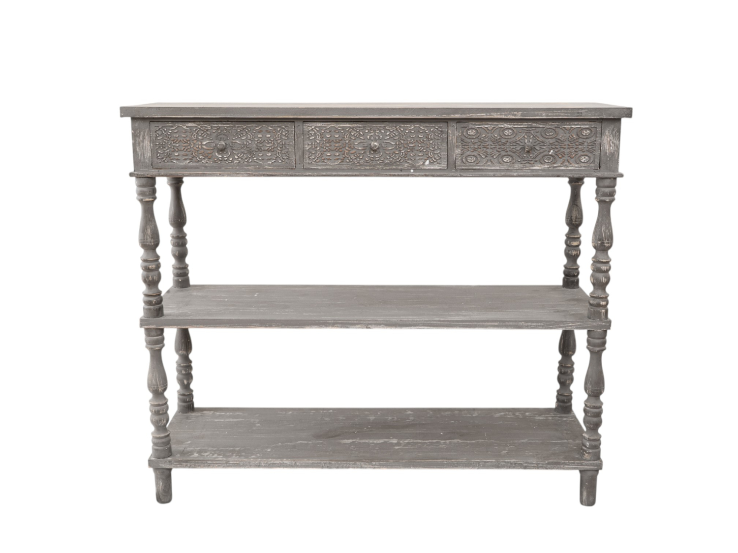 ZEN COLLECTION Κονσόλα Ξύλινη Με Ράφια Αντικέ Γκρι 120x40x97εκ. Zen Collection 25.29.51765 (Υλικό: Ξύλο, Χρώμα: Γκρι) - ZEN COLLECTION - 25.29.51765