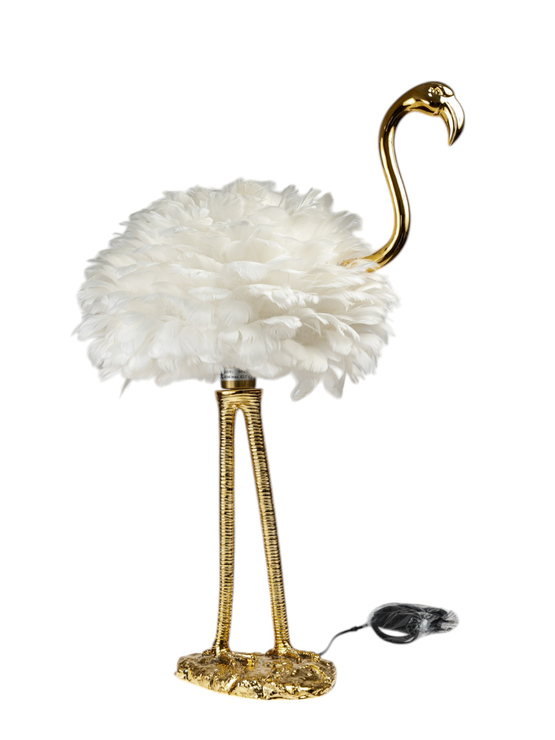 Φωτιστικά 24home - ΣΗΜΑΝΤΙΚΟ: Σε περίπτωση διαφοράς τιμής από το κατάστημα ισχύει παντα και μόνο η τιμή του καταστήματος Φωτιστικό Επιτραπέζιο Πουλί Χρυσό-Λευκά Πούπουλα 40x70ε