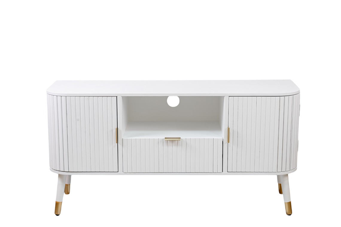 ZEN COLLECTION Έπιπλο Τηλεόρασης Ξύλινο-Μεταλλικό Λευκό 115x37x58εκ. Zen Collection 24.13.50168 (Υλικό: Ξύλο, Χρώμα: Λευκό) - ZEN COLLECTION - 24.13.50168
