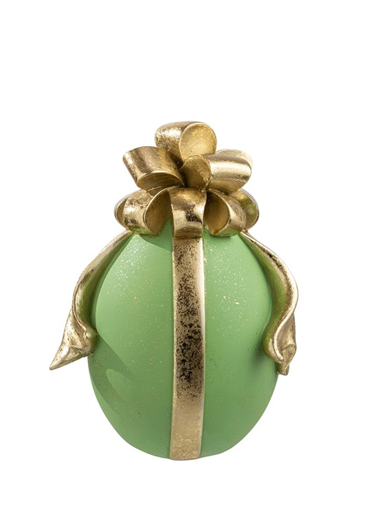 Διακοσμητικό Πασχαλινό Αυγό Με Φιόγκο Polyester Πράσινο-Χρυσό 11,5x13x17,8εκ. Zen Collection 26.6.52446 (Υλικό: Polyester, Χρώμα: Πράσινο ) - ZEN COLLECTION - 26.6.52446