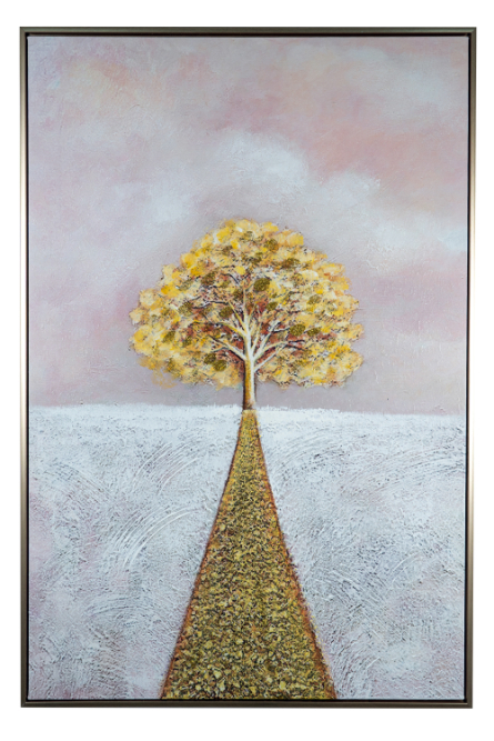 Πίνακας Καμβάς Με Κορνίζα Δέντρο Χρυσός 60x3x90εκ. Zen 