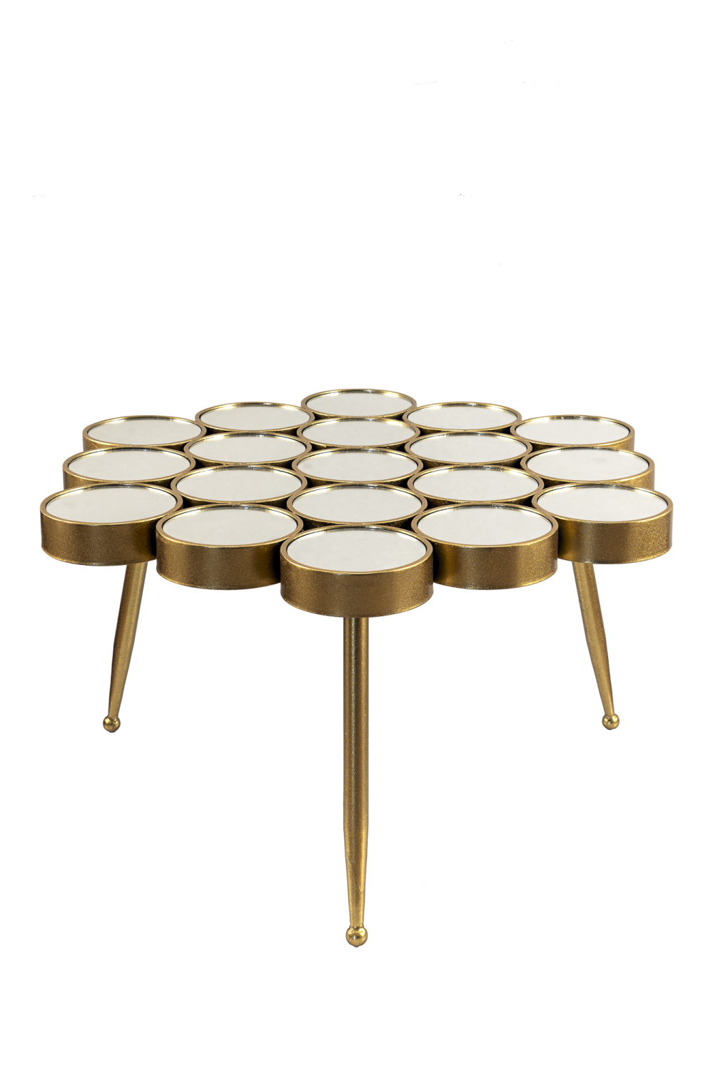 Τραπεζάκι Σαλονιού Μεταλλικό Χρυσό Με Καθρεπτάκια 83x83x46εκ. Zen Collection 24.4.48623 (Υλικό: Μεταλλικό, Χρώμα: Χρυσό ) - ZEN COLLECTION - 24.4.48623