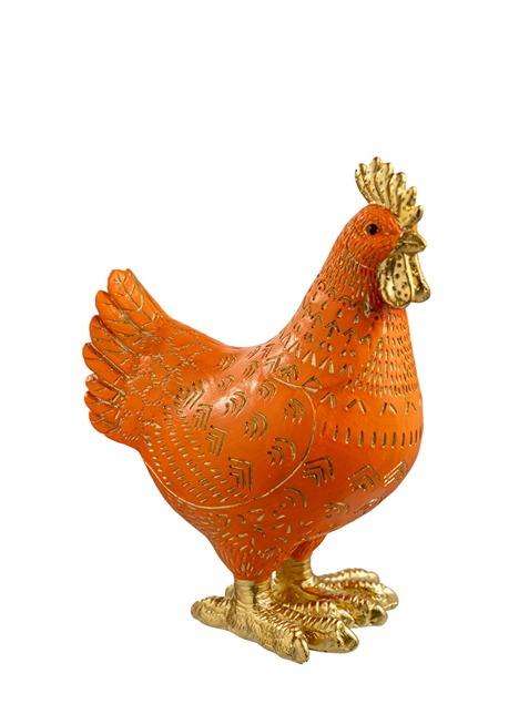 Διακοσμητικός Πασχαλινός Κόκορας Polyester Πορτοκαλί-Χρυσό 14,5x9x18,5εκ. Zen Collection 26.7.52587 (Υλικό: Polyester, Χρώμα: Πορτοκαλί) - ZEN COLLECTION - 26.7.52587