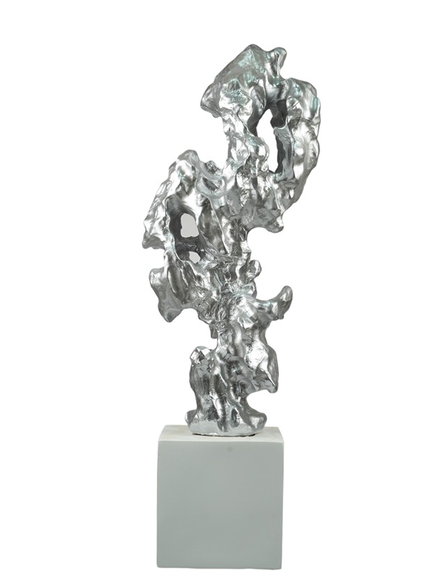 Διακοσμητικό Επιτραπέζιο Polyresin Ασημί-Λευκό 20x14,5x