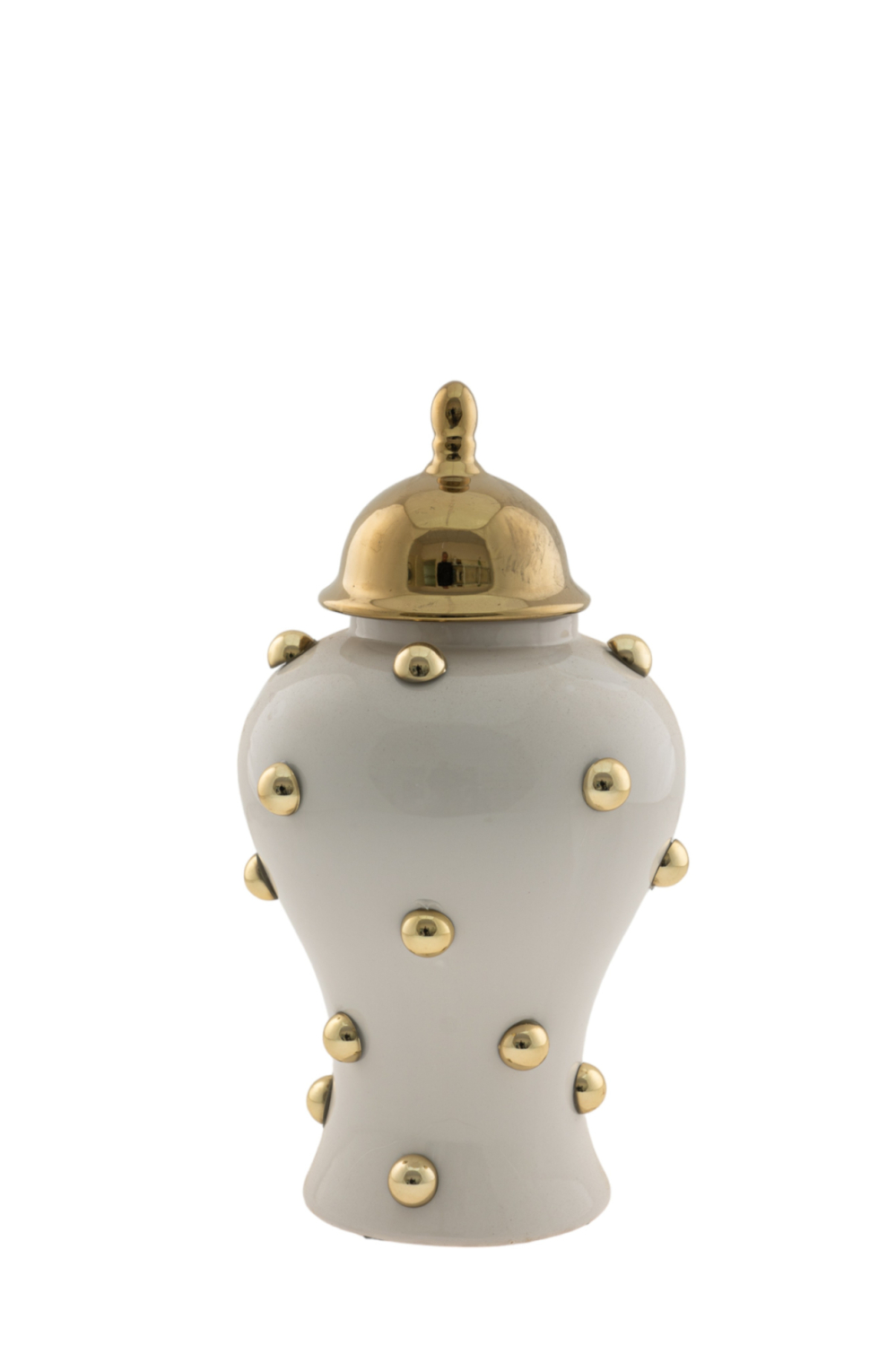 Βάζο Κεραμικό Με Καπάκι Λευκό-Χρυσό 17x31εκ. Zen Collec