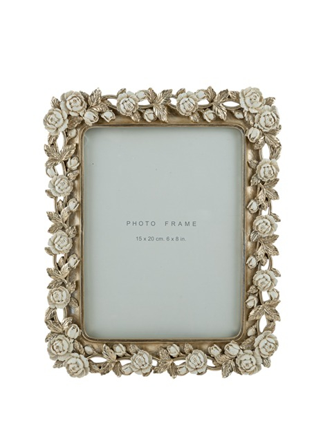 Κορνίζα Polyester Σαμπανί Με Μπεζ Τριαντάφυλλα 15x20εκ.