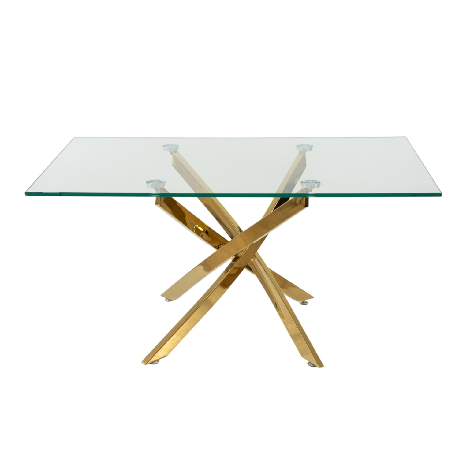 Τραπεζάκι Γυάλινο-Μεταλλικό Διάφανο-Χρυσό 100x60x50εκ. 