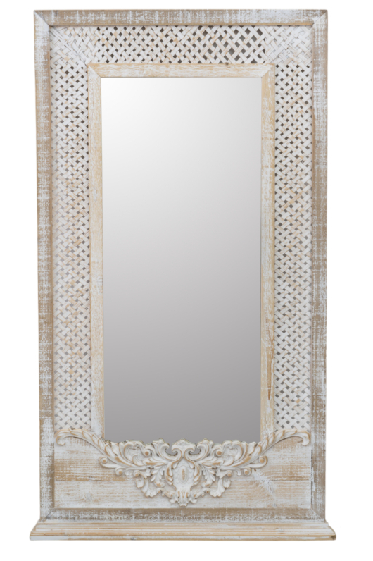 ZEN COLLECTION Καθρέπτης Τοίχου Ξύλινος Μπεζ Αντικέ 72,5x4,5x123,5εκ. Zen Collection 24.17.49783 (Υλικό: Ξύλο, Χρώμα: Μπεζ) - ZEN COLLECTION - 24.17.49783