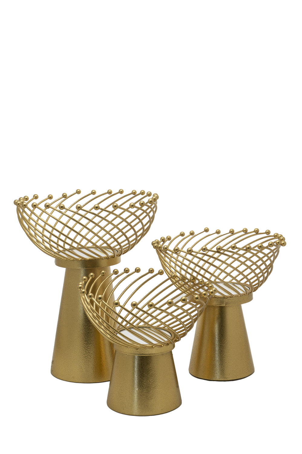 Σετ 3τμχ Διακοσμητικό Επιτραπέζιο-Φρουτιέρα Μεταλλικό Χρυσό 20x35εκ./25x30εκ./30x25εκ. Zen Collection 24.4.48603 (Υλικό: Μεταλλικό, Χρώμα: Χρυσό ) - ZEN COLLECTION - 24.4.48603