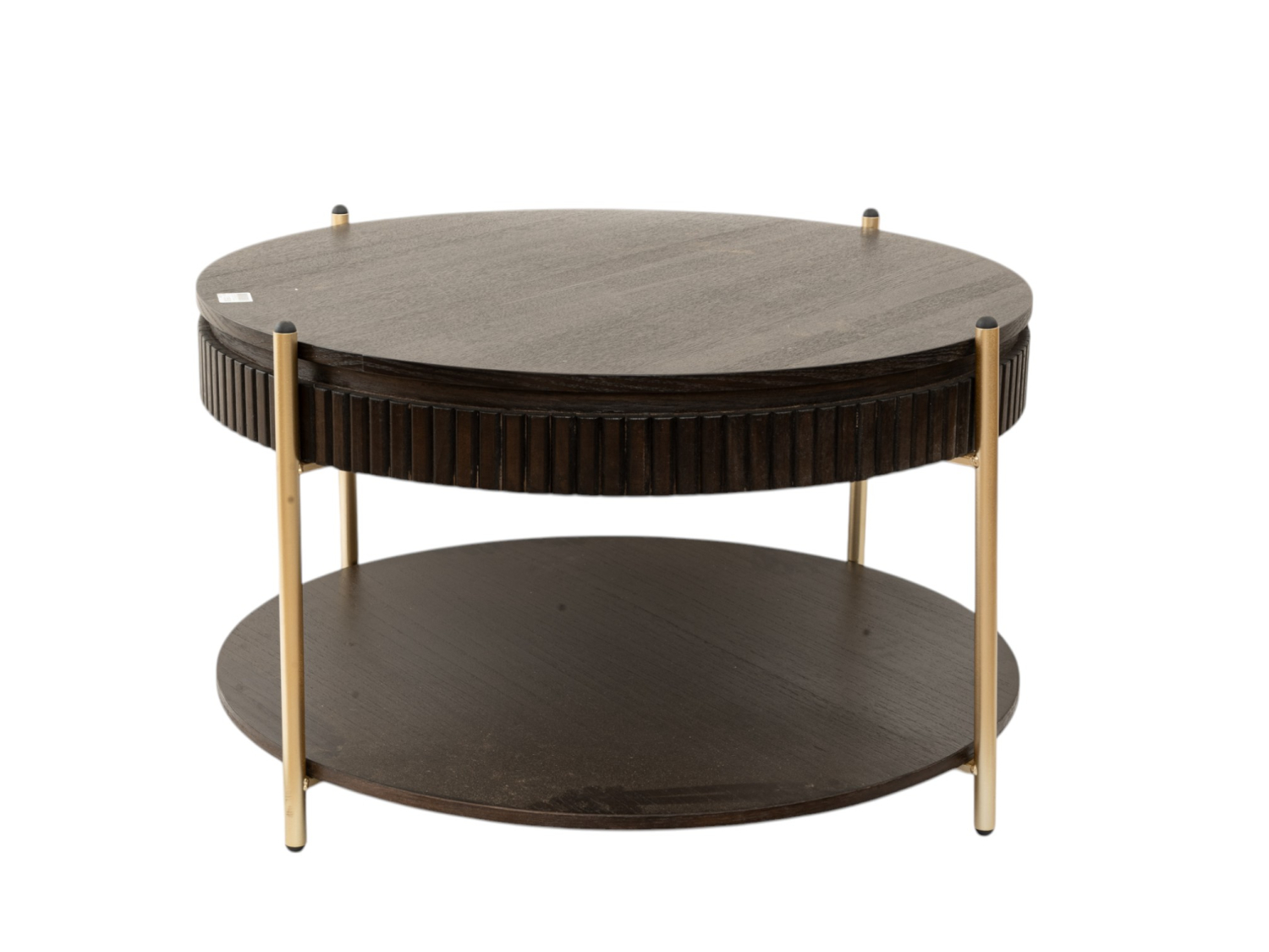 ZEN COLLECTION Τραπέζι Σαλονιού Στρογγυλό Με Ράφι Ξύλινο-Μεταλλικό Καφέ-Χρυσό 80x80x40εκ. Zen Collection 25.23.51745 (Υλικό: Ξύλο, Χρώμα: Καφέ) - ZEN COLLECTION - 25.23.51745