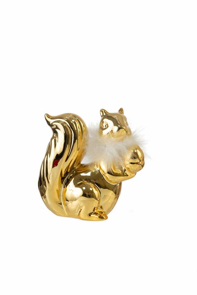 Διακοσμητικός Επιτραπέζιος Σκίουρος Κεραμικός Χρυσός Λε