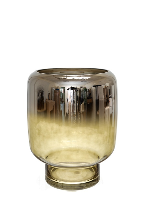 Βάζο Χειροποίητο Φυσητό Γυαλί Πράσινο-Ασημί 23x30εκ. Ze