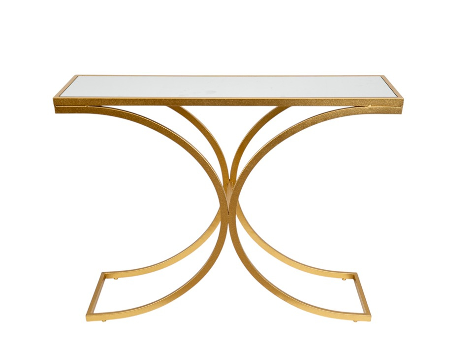 Έπιπλα σαλονιού 24home - ΣΗΜΑΝΤΙΚΟ: Σε περίπτωση διαφοράς τιμής από το κατάστημα ισχύει παντα και μόνο η τιμή του καταστήματος Κονσόλα Μεταλλική Με Καθρέπτη Χρυσή 106,5x30,5x79,5εκ.