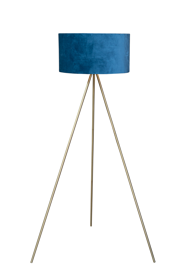 Φωτιστικό Επιδαπέδιο Με Χρυσό Τρίποδο & Μπλε Καπέλο 45x