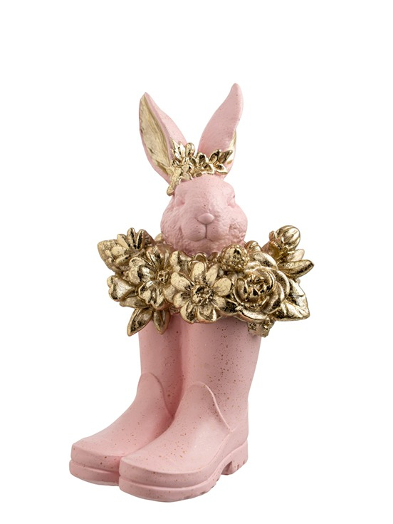 Διακοσμητική Πασχαλινή Μπότα Με Λαγό Polyester Ροζ-Χρυσό 10,5x10,5x19εκ. Zen Collection 26.6.52472 (Υλικό: Polyester, Χρώμα: Ροζ) - ZEN COLLECTION - 26.6.52472