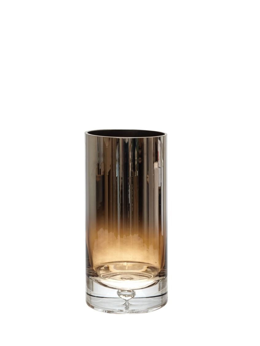 Βάζο Χειροποίητο Φυσητό Γυαλί Ασημί-Καφέ 12x25εκ. Zen C