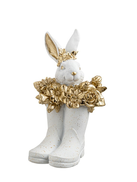 Διακοσμητική Πασχαλινή Μπότα Με Λαγό Polyester Λευκό-Χρυσό 10,5x10,5x19εκ. Zen Collection 26.6.52470 (Υλικό: Polyester, Χρώμα: Λευκό) - ZEN COLLECTION - 26.6.52470