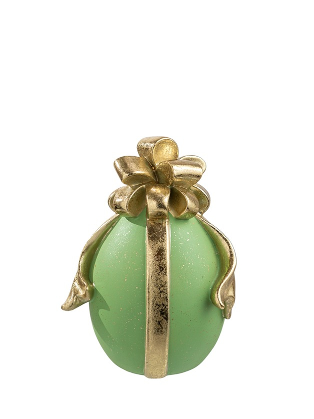 Διακοσμητικό Πασχαλινό Αυγό Με Φιόγκο Polyester Πράσινο-Χρυσό 9,5x10,5x15,3εκ. Zen Collection 26.6.52452 (Σετ 2 Τεμάχια) (Υλικό: Polyester, Χρώμα: Πράσινο ) - ZEN COLLECTION - 26.6.52452