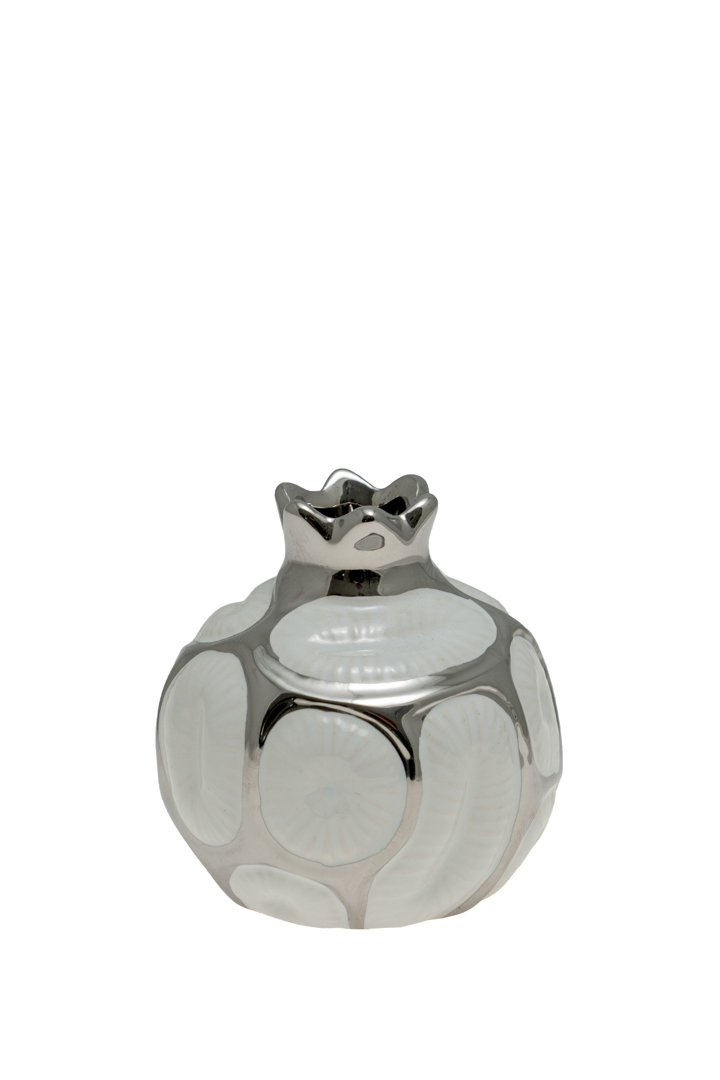 Διακοσμητικά Επιτραπέζια 24home - ΣΗΜΑΝΤΙΚΟ: Σε περίπτωση διαφοράς τιμής από το κατάστημα ισχύει παντα και μόνο η τιμή του καταστήματος Ρόδι Κεραμικό Λευκό-Ασημί 7,6εκ. Zen Collection 22.19.4