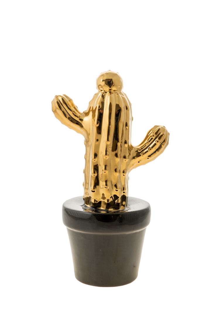 Διακοσμητικός Κάκτος Κεραμικός Χρυσός Σε Μαύρη Γλάστρα 12,7εκ. Zen Collection 22.19.48235 (Υλικό: Κεραμικό, Χρώμα: Μαύρο) - ZEN COLLECTION - 22.19.48235