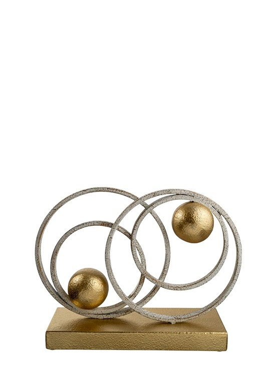 Διακοσμητικά Επιτραπέζια 24home - ΣΗΜΑΝΤΙΚΟ: Σε περίπτωση διαφοράς τιμής από το κατάστημα ισχύει παντα και μόνο η τιμή του καταστήματος Διακοσμητικό Επιτραπέζιο Μεταλλικό Λευκό-Χρυσό 30x8x22ε