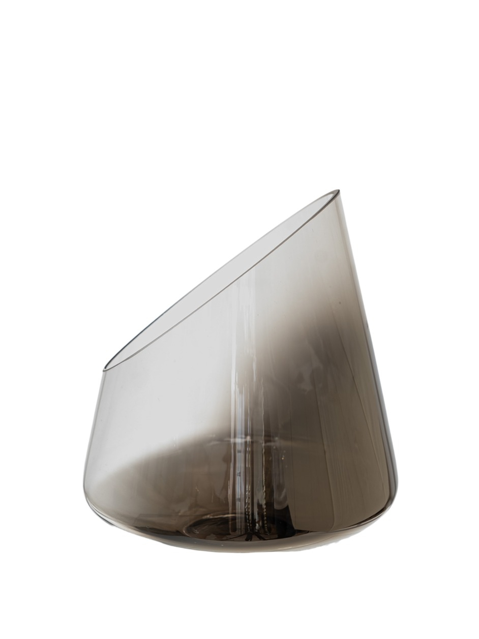 Κηροπήγιο Χειροποίητο Φυσητό Γυαλί Ασημί 23x26εκ. Zen C