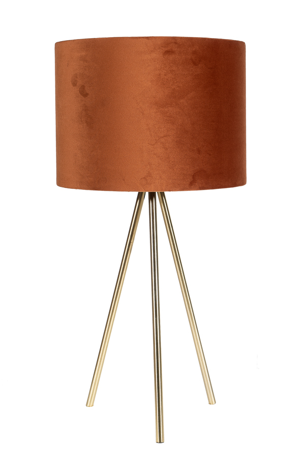 Φωτιστικό Επιτραπέζιο Με Χρυσό Τρίποδο & Κεραμιδί Βελού